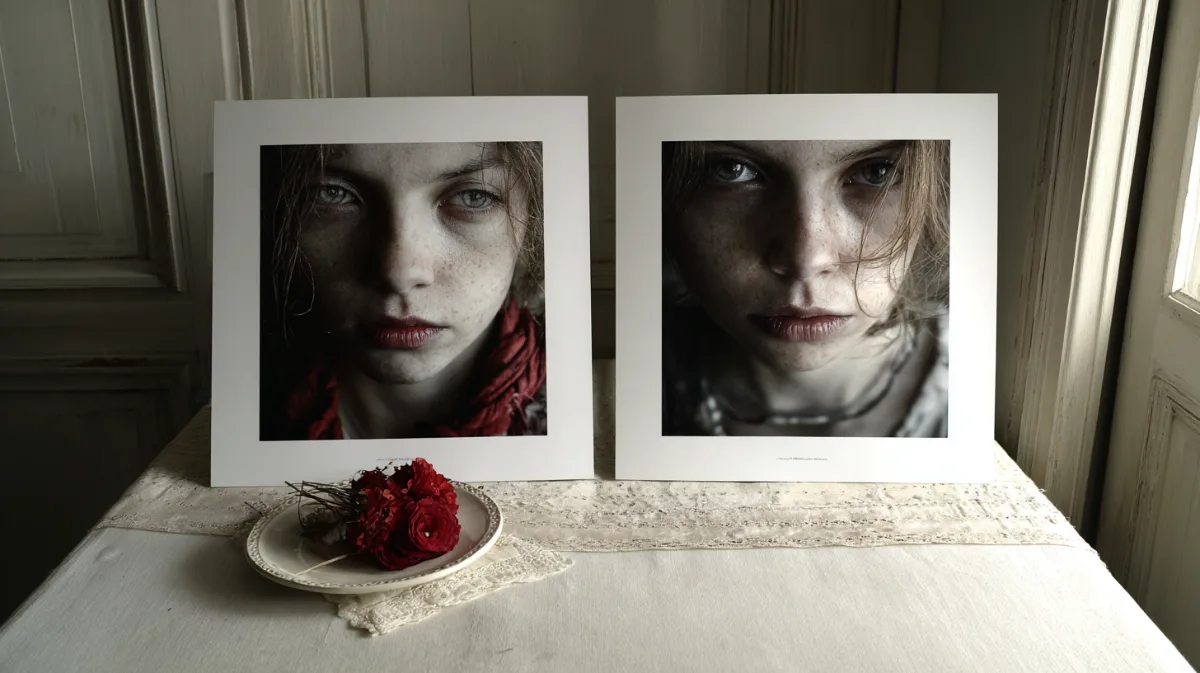 Deux tirages photographiques presque identiques pour distinguer une photo réelle d'une image générée par IA